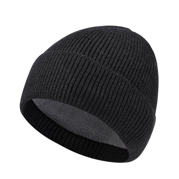 2pcs-Winter Fleece Lined Beanie for Men Women, Soft Warm Knit Cuffed Hat for Skiing & Outdoor Activities