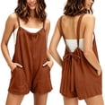 thumbnail image 2 of Sahpxhe Rompers for Women Cotton Tie Back Sleeveless Shorts Backless Overalls Summer Casual Trendy Jumpsuits for Beach Vacation Orange L, 2 of 9