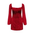 thumbnail image 4 of Vestido mini ajustado elegante de encaje con manga larga y espalda descubierta en línea A para mujer, 4 of 4