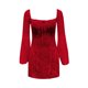 thumbnail image 4 of Vestido mini ajustado elegante de encaje con manga larga y espalda descubierta en línea A para mujer, 4 of 4