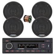 Blaupunkt Milano 200 BT Single Din USB Bluetooth AM/FM CD Stereo Receiver, 4x 6.5" 60 Watt Max 3-Way Car Audio Speakers w/Wire