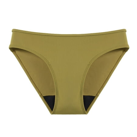 HYSYSB Thong Bathing Suit for Women bikini Bottoms for Women side Tie Bikini Bottom ruched Swim Bottoms physiological Swimming 4 Layer Bikini Swim Bottoms Underwear bikini Shorts Green L