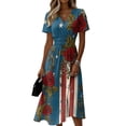 thumbnail image 2 of American Flag Dress for Women Independence Day Dress A Line Short Sleeve Summer Party Vacation Dresses, 2 of 5