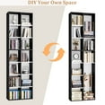 thumbnail image 5 of Hiphuta 2PCS 7-Tier Double Wide Media Tower Rack, 71 X 20 X 9 Inches CD DVD Slim Storage Cabinet with Adjustable Shelves, Tall Narrow Bookcase Sturdy Display Bookshelf for Home Office, Black & White, 5 of 7