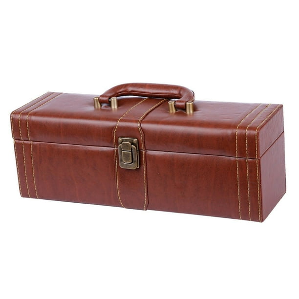Estuche de transporte de caja de regalo de cuero de PU con tapa y asa Estuche de transporte vintage para Ranura única