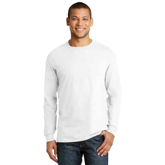Hanes Men's 100 Percent Cotton Long Sleeve T-Shirt - 5186