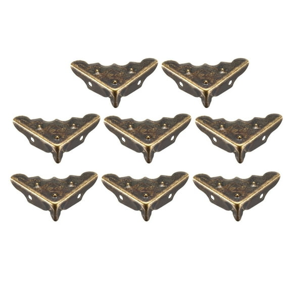 Unique Bargains Metal Desk Corner Protectors Table Edge Cover Guard 32x32x11mm Bronze Tone 8Pcs