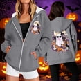 thumbnail image 2 of Edvintorg Womens Jacket Halloween Printed Hooded Zip up Coat Long Sleeve Loose Casual Outerwear with Pocket Plus Size Women's Clothing Gray S-3XL, 2 of 8