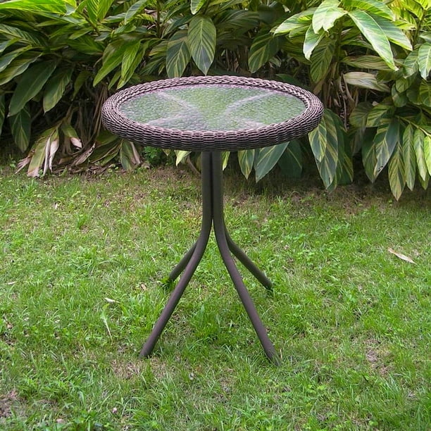 International Caravan Outdoor Resin Wicker and Glass-top Bistro Table International Caravan Outdoor Resin Wicker and Glass-top Bistro Table