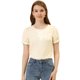 thumbnail image 1 of Camiseta de manga corta con volantes Allegra K para mujer blusa informal con media tapeta y encaje con volantes Beige L, 1 of 5