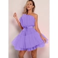 thumbnail image 2 of Vestido de malla elegante con lazo, minifalda, vestido de noche, vestidos cortos, vestido elegante, 2 of 6