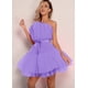 thumbnail image 5 of Vestido de malla elegante con lazo, minifalda, vestido de noche, vestidos cortos, vestido elegante, 5 of 6
