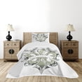 thumbnail image 4 of Ambesonne Floral Quilted Bedspread Set 2 Pcs, Eagle Emblem Victorian, Twin Size, Tan White, 4 of 5