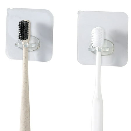 

Brush holder Tooth Wall Mounted Storage Hooks Transparent Reusable Seamless Hook For Office Home Bathroom (Transparent)