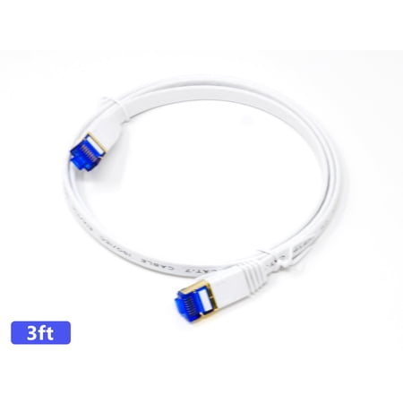 QualGear RJ45 Cat 7 Ethernet Patch Cable  10Gpbs High-Speed Cable  600MHz  Triple-Shielded  Flat  3 Feet  White price history on PriceWatchPro