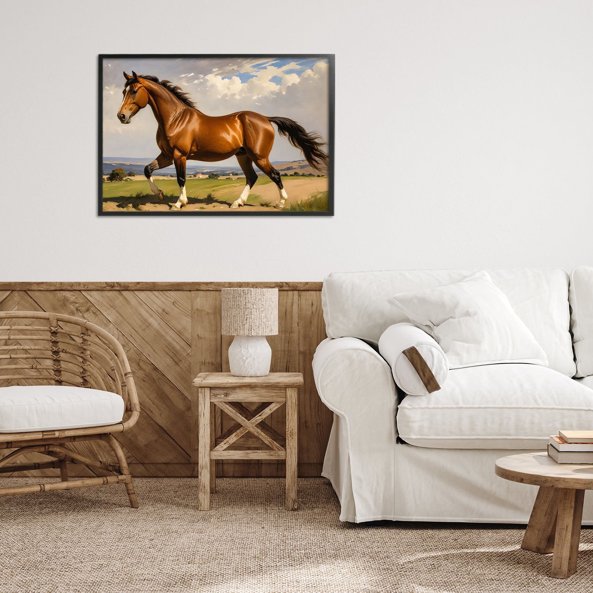 Stupell Industries Trotting Horse in Field Black Framed Giclee Art, design by Creative Studio