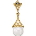 thumbnail image 4 of 14K Yellow Gold Diamond 8-9mm Round Fwc Pearl/Created Sapphire Chain Slide (28 X 10) Made In India xp4168, 4 of 5
