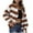 Brown, variant on Admvng Womens Jacket Woven Striped Zipper Loose Sweater Casual Solid Warm Long Sleeve Top, Size S-XL
