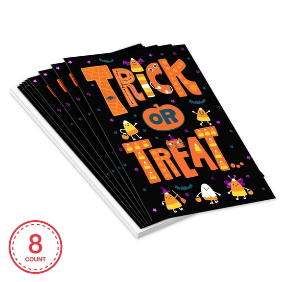American Greetings 8-Count Halloween Card Pack, Trick or Treat Candy Characters Design