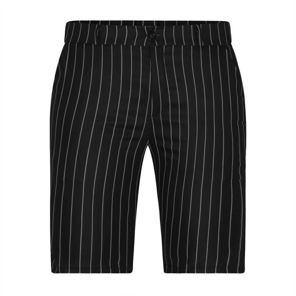Turilly Plus Size Shorts for Men Stripe Casual Five-point Pants Suit Shorts with Pockets Button Pants