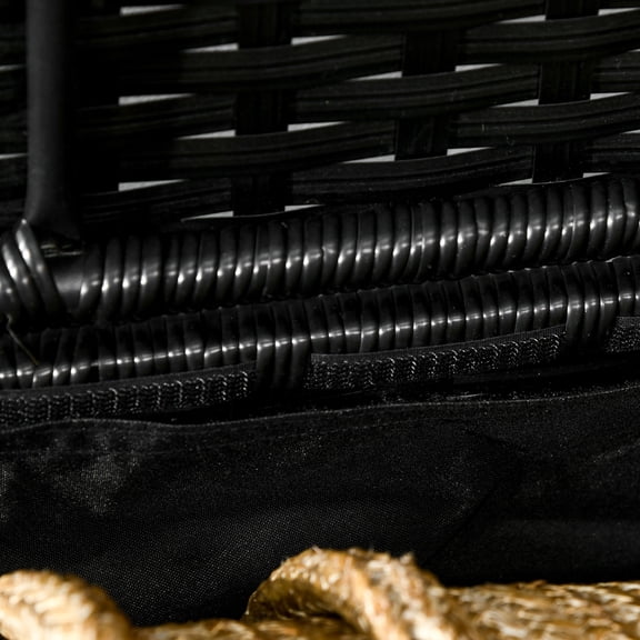 Deck Box Outsunny Outdoor Deck Box & Shoe Storage, PE Rattan Wicker Towel Rack with Liner for Indoor, Outdoor, Patio Furniture Cushions, Pool, Toys, Garden Tools, Black,Patio Storage