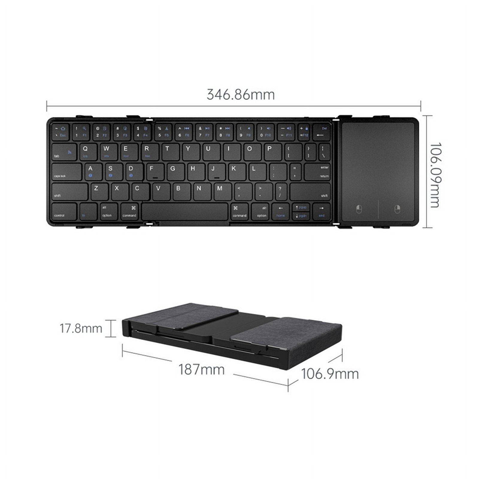 Foldable Bluetooth Keyboard Tri-Folding Wireless Keyboard with Touchpad Rechargeable Keyb C1915