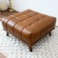 thumbnail image 4 of Genuine Leather Mid-century - Square, Surface, Cognac, Solid Wood Frame, Living Room Fashion Accessory Modern Cushion, Antique Brown, Legs, Practical Furniture, 4 of 4
