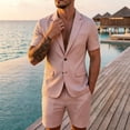thumbnail image 2 of StSilkitty Men's 2 Piece Casual Outfits Short Sleeve Collared 2 Buttons Blazer and Shorts Set Summer Lightweight Comfy Sets, 2 of 9