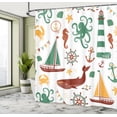 thumbnail image 4 of Ambesonne Nautical Shower Curtain, Pastel Colors Lighthouse, 69"Wx84"L, Green and Burgundy, 4 of 4