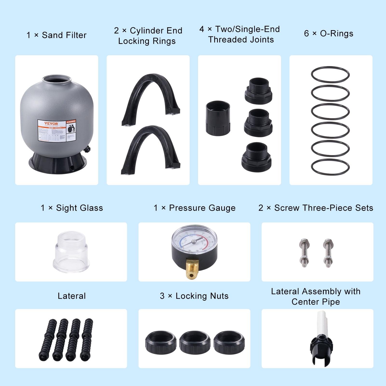 KFFKFF Sand Filter 22" Above Inground Swimming Pool Sand Filter with 7-Way Valve