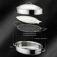 thumbnail image 5 of PatungKu Stainless Steel Steamer for Roasting Steaming Baking Oval Turkey Roaster Pan, 5 of 10