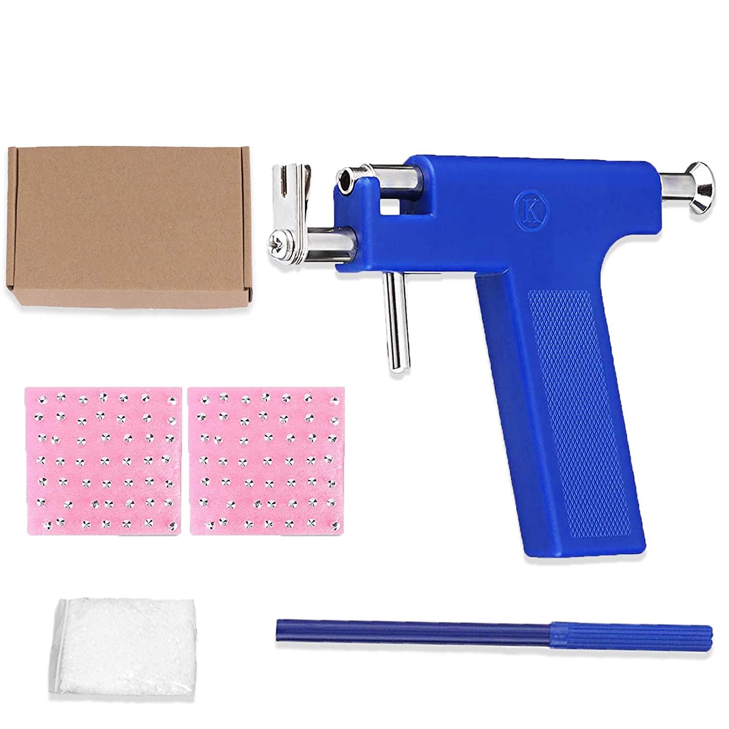 Amerteer Ear Nose Piercing Kits Body Piercing Gun with Metal Studs Silicone Backs (Plastic+ Metal)
