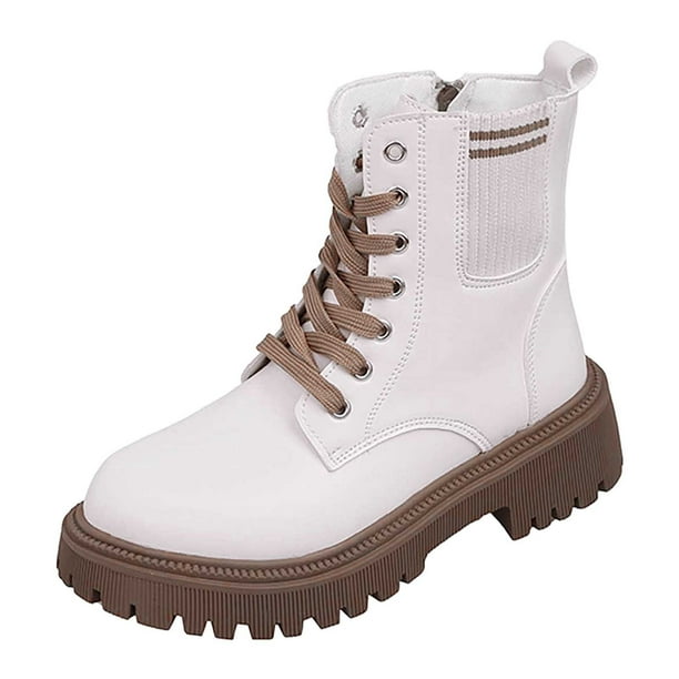 NECHOLOGY Botas Mujer Adulto Femenino Zapatos Botines para mujer Zapatos de mujer Botas de suela gruesa de moda Botas cómodas al libre de suela blanda Botas (Beige, 8.5)