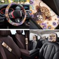 thumbnail image 4 of Uorisanigo Highland Cow Flower Car Seat Covers Full Set 14 Pcs Auto Steering Wheel Cover and Cars Headrest Cover and Console Cover Cars Seat Belt Cover Keychain Personalized Soft for Car SUV, 4 of 6