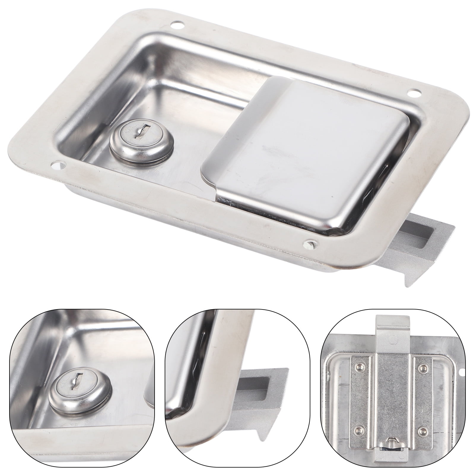 Serrures à Pêne Dormant Pour RV, Remorque, Coffre - Lot De 2 - Acier Inox - Clé Incluse