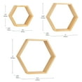 thumbnail image 3 of Mind Reader Hexagon Floating Shelves, Set of 3, Wall Decor, Honeycomb Accent Shelf, Cabinet Organizer, Office, Bamboo, 13.75"L x 3.125"W x 12"H, Brown, 3 of 5