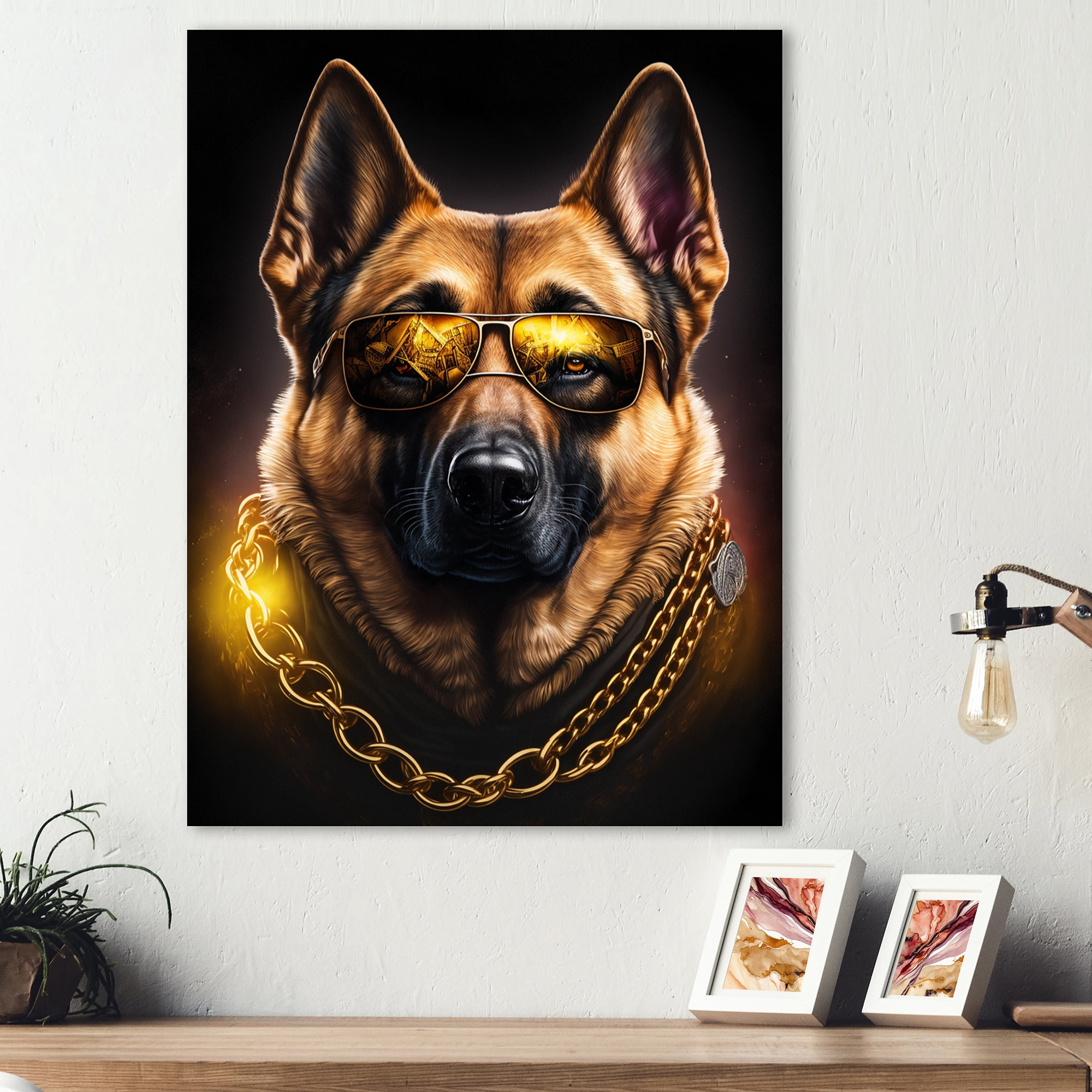 Designart German Shepherd Gangster In NYC II Canvas Wall Art
