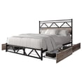 thumbnail image 2 of Castle Place Vintage Full Metal Platform Bed with 4 Storage Drawers, Natural Oak, 2 of 10