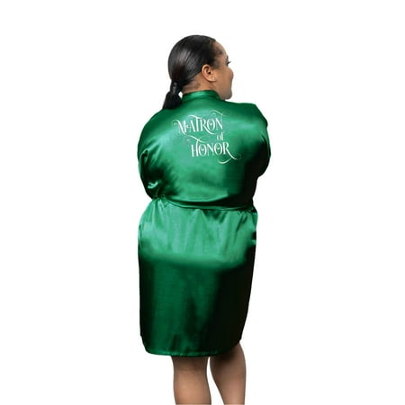 

Bridal Party Robes w Bride Bridesmaid Maid of Honor & Flower Girl Prints S-4XL Emerald Green L/XL Matron of Honor