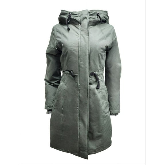 HoodLamb Women's Drawstring Natural Hemp Hooded Parka, Green, Medium