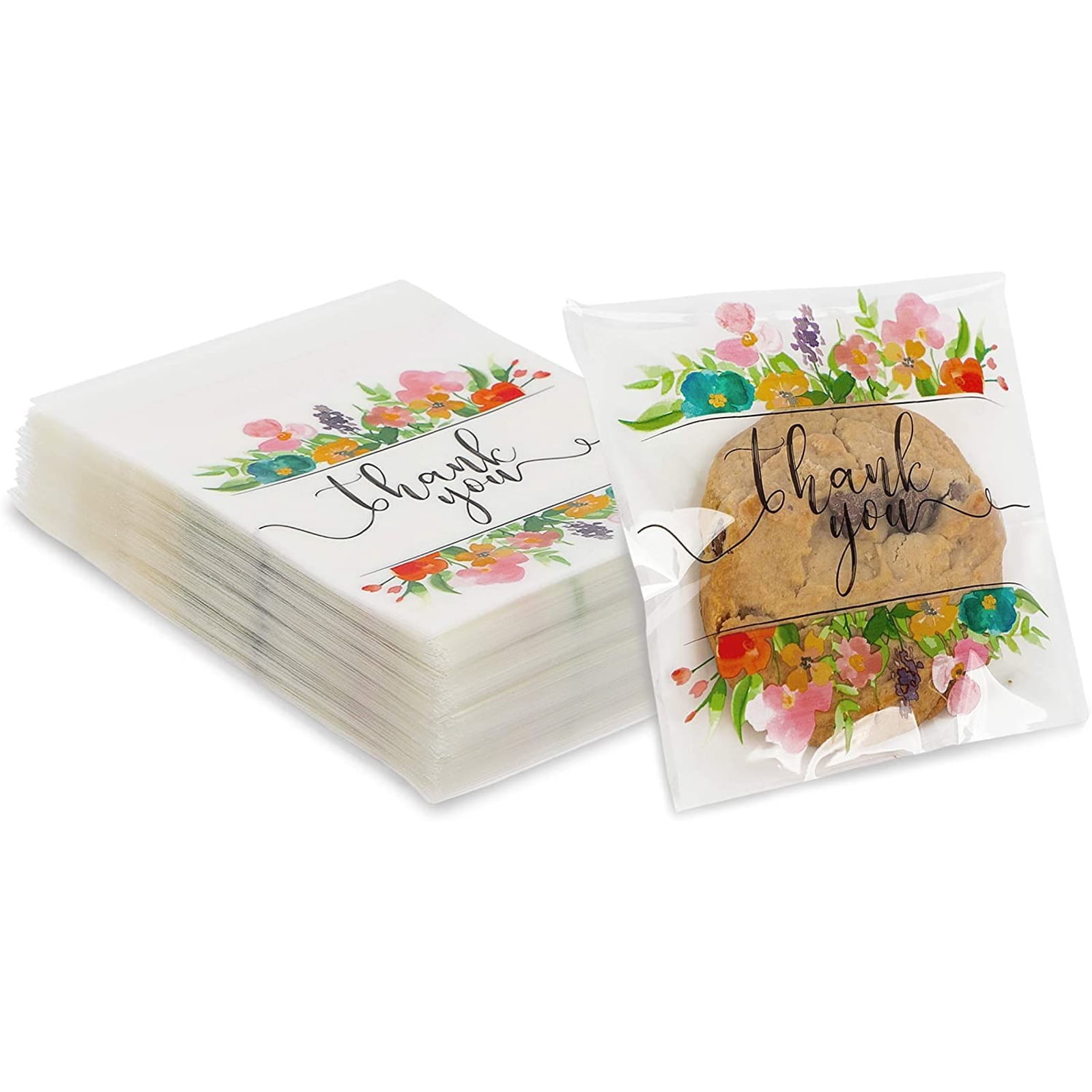 100x Plaid Pattern Plastic Adhesive Gift Bag for Wedding Candies Cookies B PDQ 