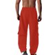 thumbnail image 4 of Pantalones de trabajo para hombre, de color liso, con cordón, cintura elástica y múltiples bolsillos, 4 of 6