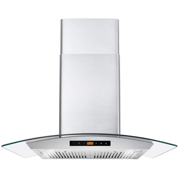 Cosmo COS668AS750 Wall Mount Range Hood 380 CFM, Ductless Convertible Duct, Glass Chimney Over