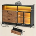 thumbnail image 2 of SEDETA 59" File Cabinet, 2 Drawers Filing Cabinets for Home Office fit Legal/Letter/A4 File, File Cabinet with Lock & Power Outlets, Printer Stand with Storage & LED Lights, Rustic Brown, 2 of 9