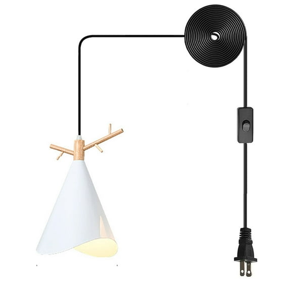 JLOWCO Farmhouse Corded Hanging Light Fixture Plug in Light Socket Modern Pendant Lights Kitchen Island Lighting Hanging Lights for Dining Room White (LED Bulb Include)