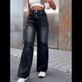 thumbnail image 4 of Pantalones Vaqueros Rotos de Cintura Alta para Mujer, Desgastados, Holgados, Rectos y de Pierna Gris Oscuro M, 4 of 10