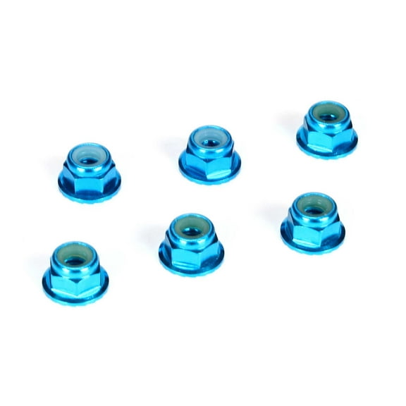 Team Losi Racing 4mm Aluminum Serrated Lock Nuts Blue 6 TLR336001 Electric Car/Truck Option Parts