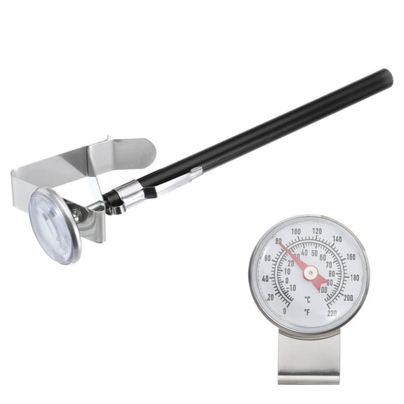 Bimetal Thermometer with 5in Stainless Steel Stem & 1in Dial, -10-110°C Temperature Range, Shatterproof Plastic Lens with Black Sheath- Industrial Grade