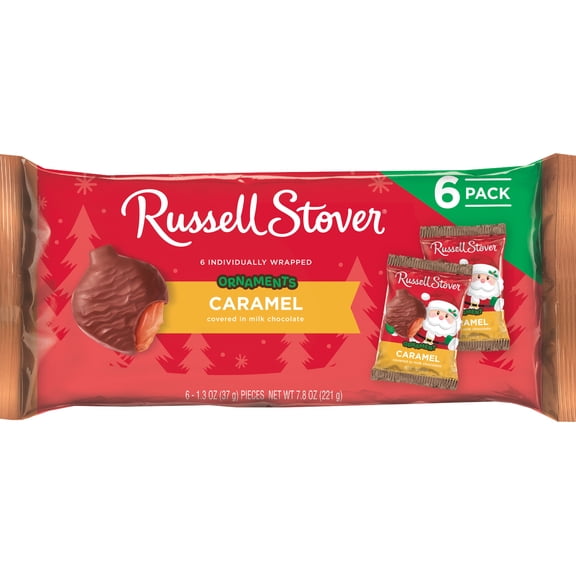 Russell Stover Milk Chocolate Caramel Traditional Ornament 6 Pack, 7.8 oz. (1.3 oz. Ea.) 6 Pieces