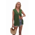 thumbnail image 2 of Knit Vest for Women Spring Summer V Neck Sleeveless Sweater Button Down Cardigan Casual Cute Tank Tops Green S, 2 of 8